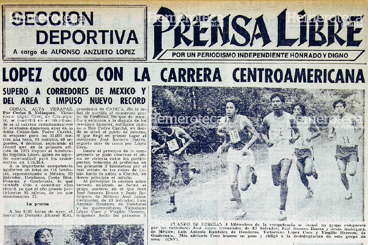 Nota de Prensa Libre sobre la II Edición de la Maratón de Cobán en 1976. (Foto Prensa Libre: Hemeroteca)