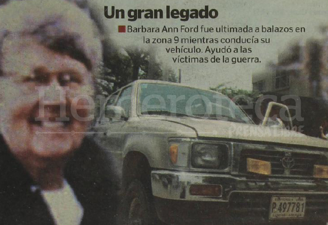 La religiosa estadounidense Barbara Ann Ford fue asesinada en Guatemala el 5 de mayo de 2001. (Foto: Hemeroteca PL)