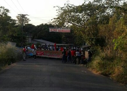Protesta de pobladores de Coatepeque. (Foto Prensa Libre: Alexánder Coyoy).