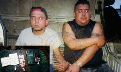 Yeltsin Espinoza y Marvin García fueron detenidos en La Florida. (Foto Prensa Libre: PNC)