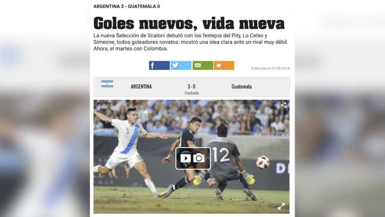 Así tituló el Diario Olé en su sitio web al referirse en el partido Argentina vs Guatemala. (Foto Prensa Libre: Redes)
