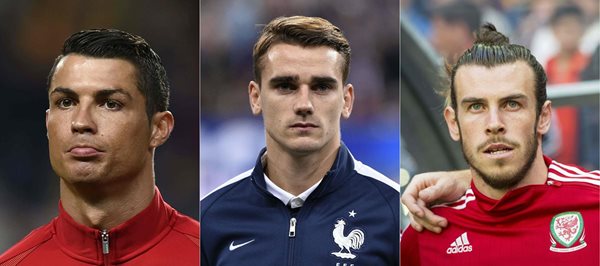 CR7, Griezmann y Bale, son los tres futbolistas que optan a ganar el premio a mejor jugador de la UEFA para la temporada 2015/16. (Foto Prensa Libre: EFE)