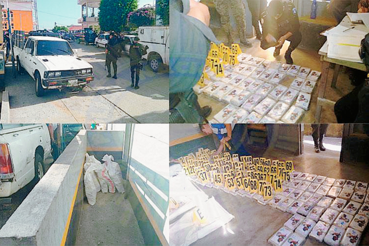 La PNC decomisó 115 paquetes de posible droga, en San Luis Petén. (Foto Prensa Libre: PNC)