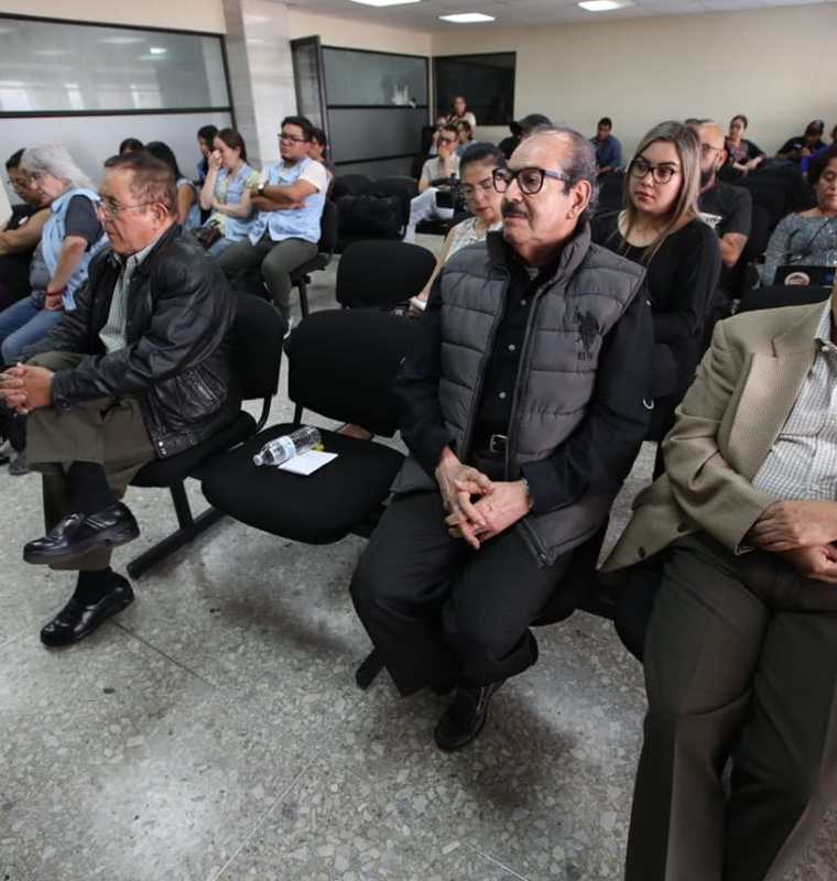 Los militares retirados en la audiencia de reparación del caso Molina Theissen. (Foto Prensa Libre: Paulo Raquec)