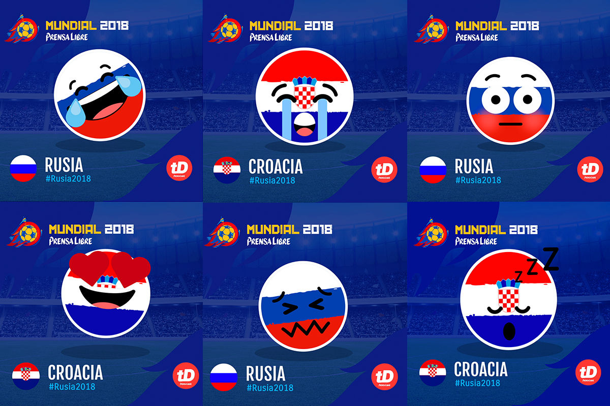 Rusia vs Croacia en Gif. Diviértase y comparta estos emoticones de los cuartos de final