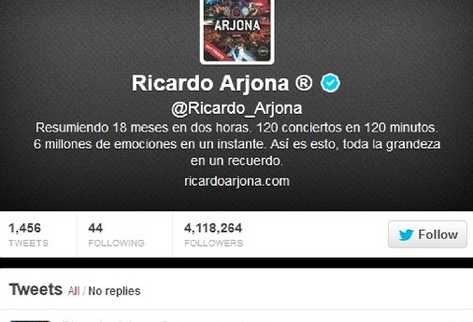 Imagen del tuit de Ricardo Arjona, escrito el domingo recién pasado en su cuenta oficial.