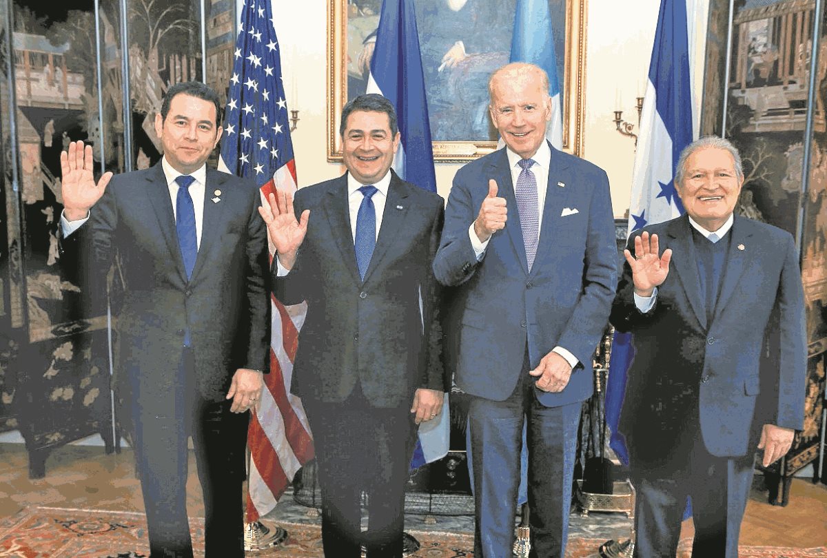 En febrero pasado fue la última vez que los presidentes del Triángulo Norte se reunieron con Biden. (Foto Prensa Libre: HemerotecaPL)
