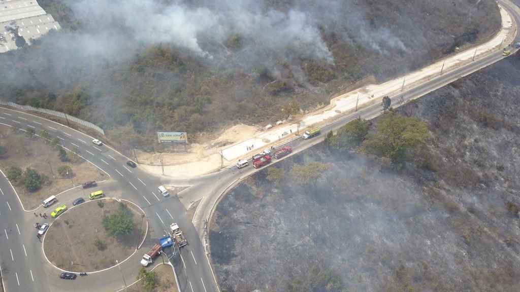 Varios terrenos fueron consumidos por las llamas. (Foto Prensa Libre: Conred)