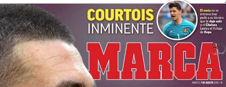 El diario deportivo español Marca da por hecho que el Real Madrid fichará al portero belga. (Foto Prensa Libre: Marca)