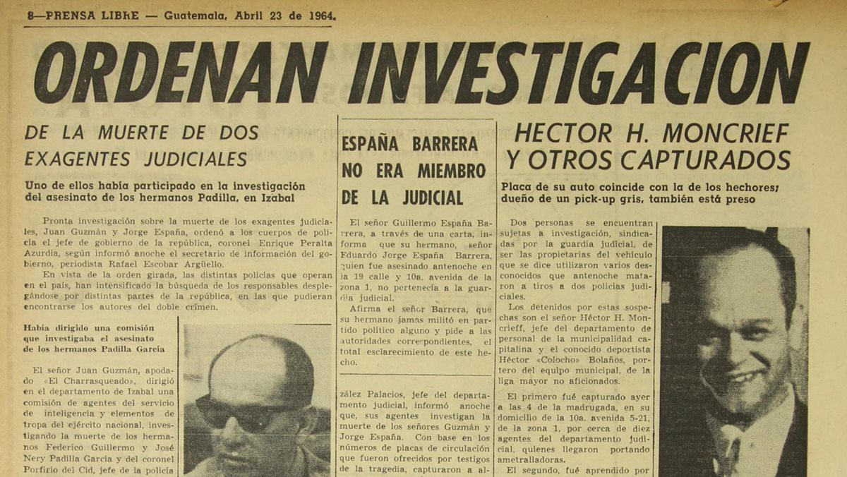 El 23/04/1964 ordenan investigar la muerte de dos policí?as donde fue acusado un atleta guatemalteco. (Foto: Hemeroteca PL)