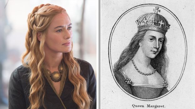 Cersei (izquierda) y la Reina Margarita de Anjou (derecha) -la noble francesa que llegó a reinar en Inglaterra- tienen mucho en común. HBO / HULTON ARCHIVE