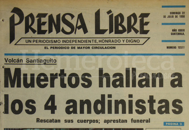 Titular de Prensa Libre del 22 de julio de 1990. (Foto: Hemeroteca PL)