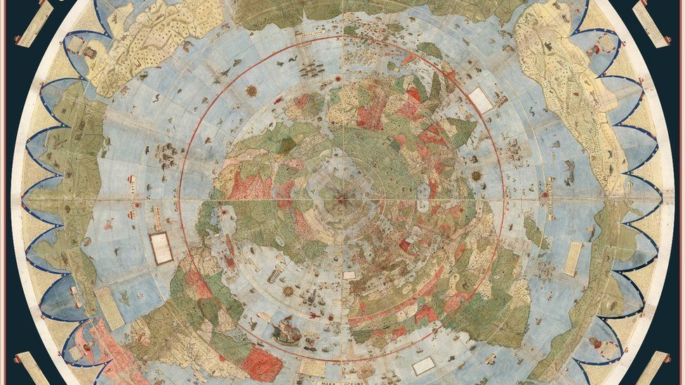 El mapamundi fue creado por un cartógrafo italiano en el siglo XVI. (Foto gentileza de David Rumsey Map Collection).
