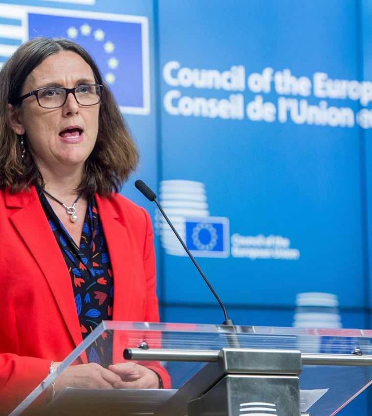 Cecilia Malmström, comisaria europea de Comercio, dijo que no cree que Estados Unidos prolongue una vez más la exención europea a sus aranceles. (Foto Prensa Libre: EFE)