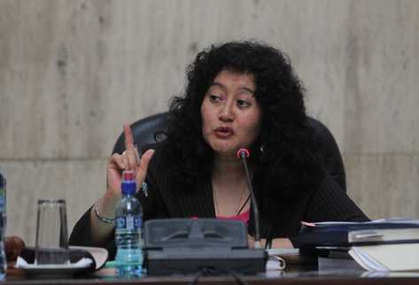 La jueza Jazmín Barrios, preside el Tribunal Primero A de Mayor Riesgo, donde se emitió la condena contra Efraín Ríos Montt. (Foto Prensa Libre: Archivo)