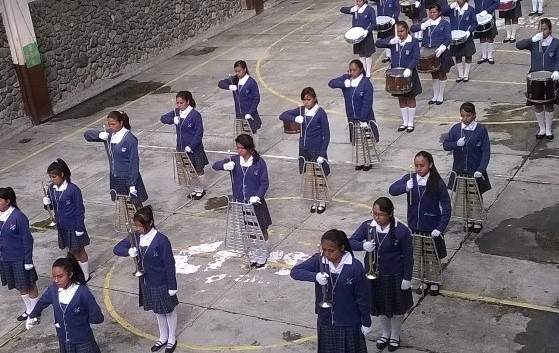 Banda escolar del Instituto para Señoritas Víctor Manuel de la Roca durante un ensayo. (Foto Prensa Libre: Cortesía Instituto).