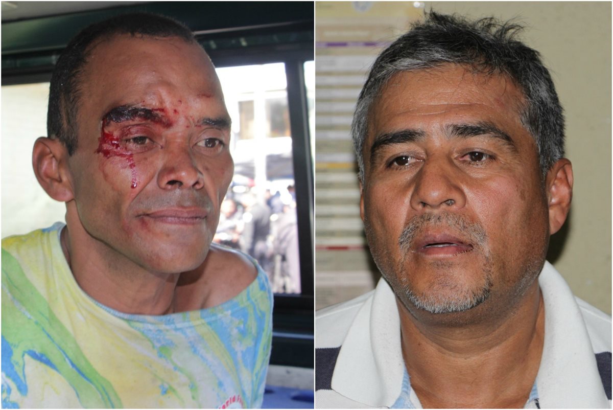 Mario Morán y Rolando López, remitidos al Juzgado por el robo de un vehículo en la zona 7. (Foto Prensa Libre: Cortesía PNC)