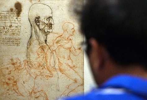 uno de los dibujos de Da Vinci que se exponen en Venecia.