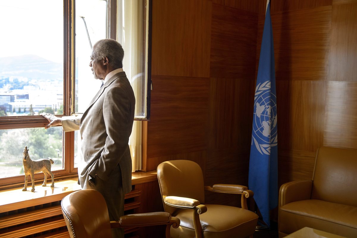 Kofi Annan fotografiado en su oficina el 20 de julio de 2012, en Ginebra, Suiza.