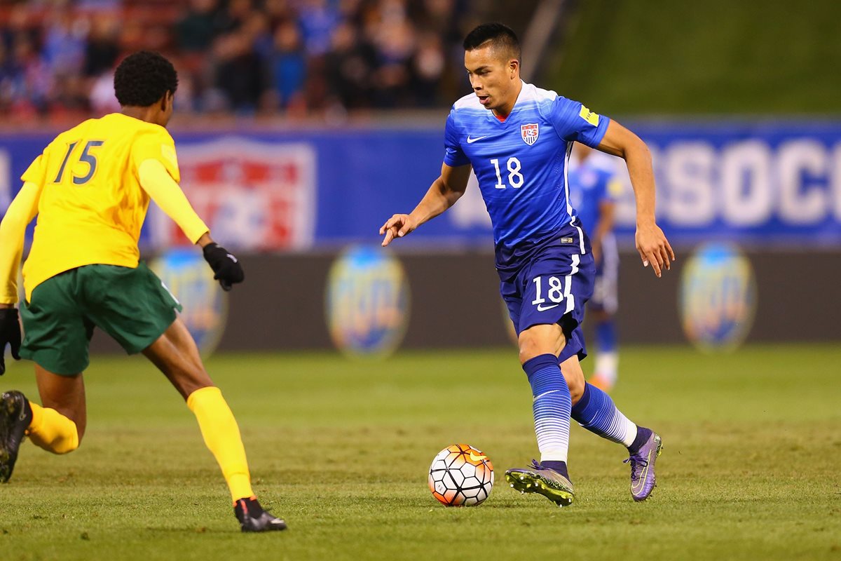 La Selección de Estados Unidos goleó 6-1 a su similar de San Vicente y las Granadinas en la primera jornada de la fase de grupos. (Foto Prensa Libre: AFP)