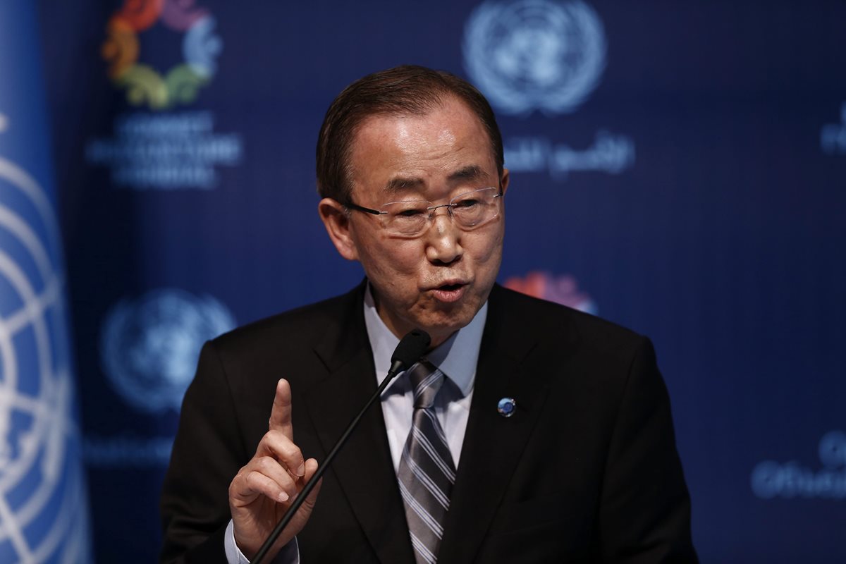 El secretario general de Naciones Unidas, Ban Ki-moon, recrimina a líderes mundiales. (Foto Prensa Libre: EFE).