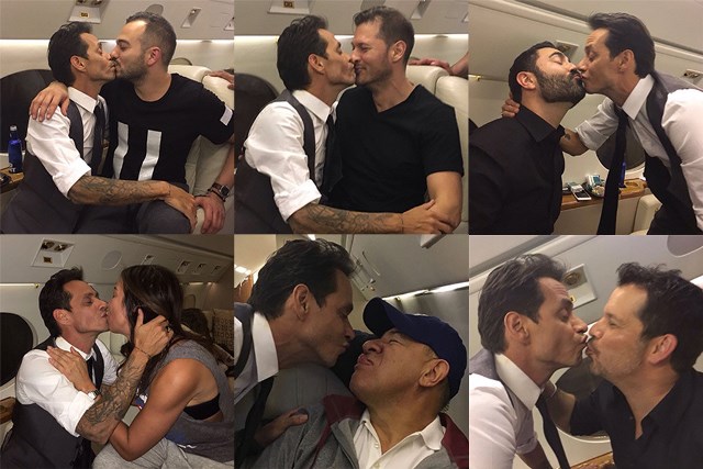 Marc Anthony besó a miembros de su equipo y a otros artistas publicando las fotos en Instagram y Twitter (Foto Prensa Libre: http:la.eonline.com)