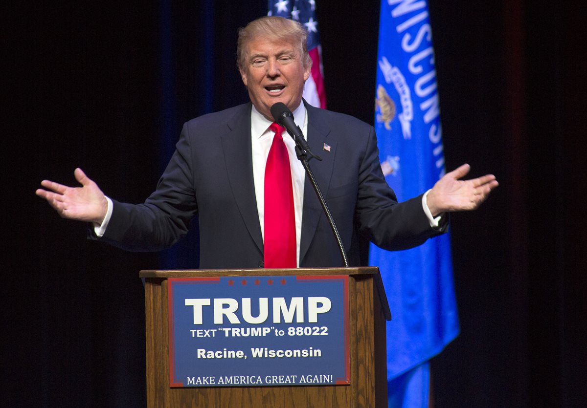El aspirante republicano Donald Trump, durante un discurso en Wisconsin. (Foto Prensa Livbre: AFP).