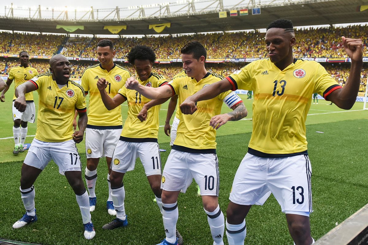 Los colombianos bailaron en el festejo contra Bolivia.