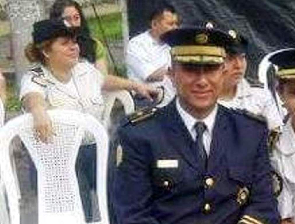 El subcomisario Adán Salazar, durante una actividad de la PNC. (Foto Prensa Libre)