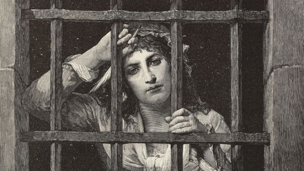 Ilustración de Charlotte Corday en prisión, tras su arresto. (GETTY IMAGES)