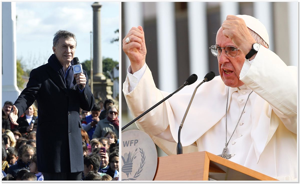 Surge nueva discordia entre Mauricio Macri, presidente de Argentina (izq.), y el papa Francisco. (Fotos Prensa Libre: EFE/AFP).