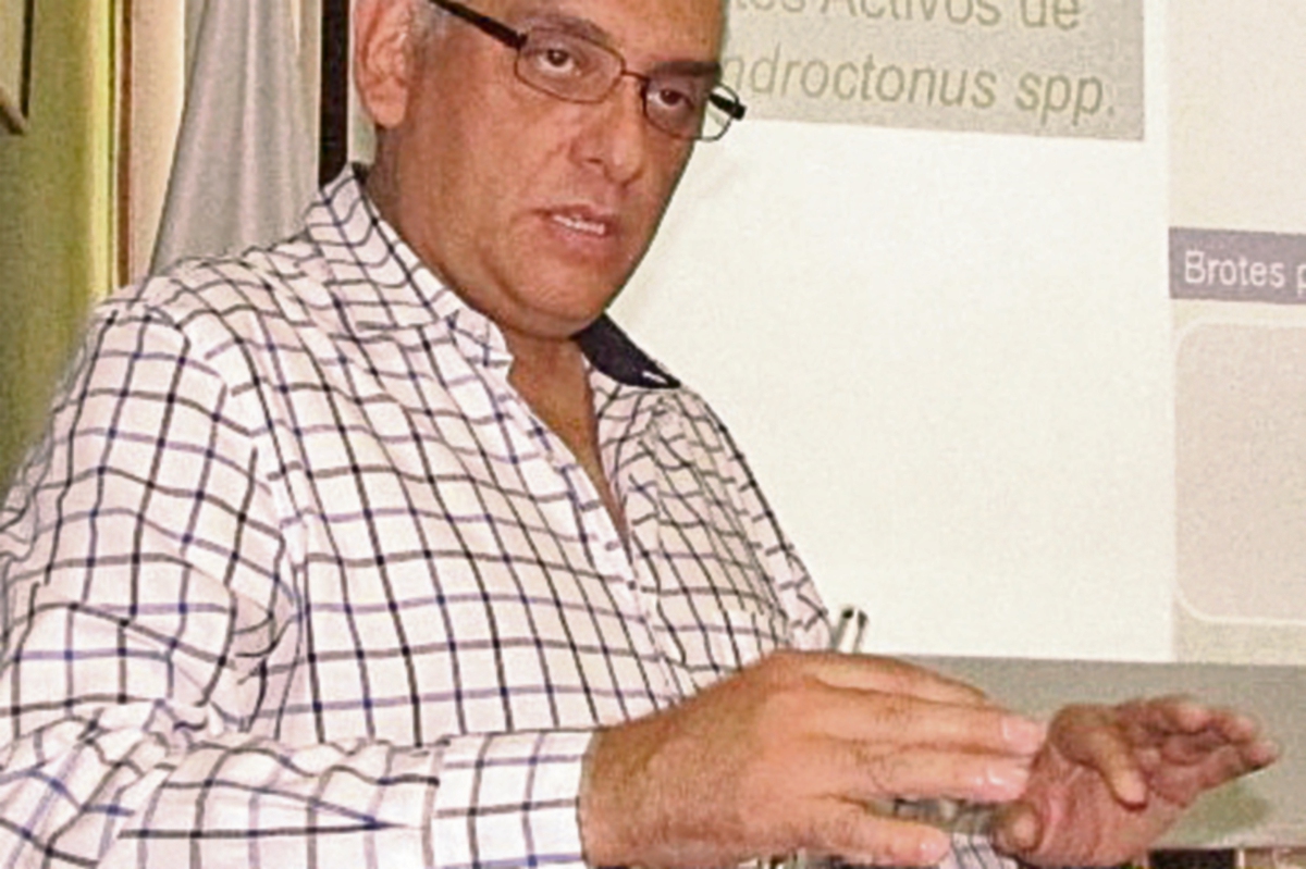 Josué Morales, gerente del Inab, explica el daño. (Foto Prensa Libre: cortesía Maga)