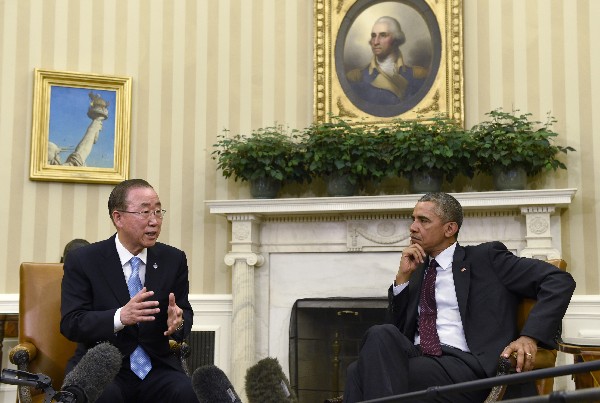<em>Barack Obama, y Ban Ki-moon se reunieron en la Casa Blanco.(Foto Prensa Libre:AP).</em>