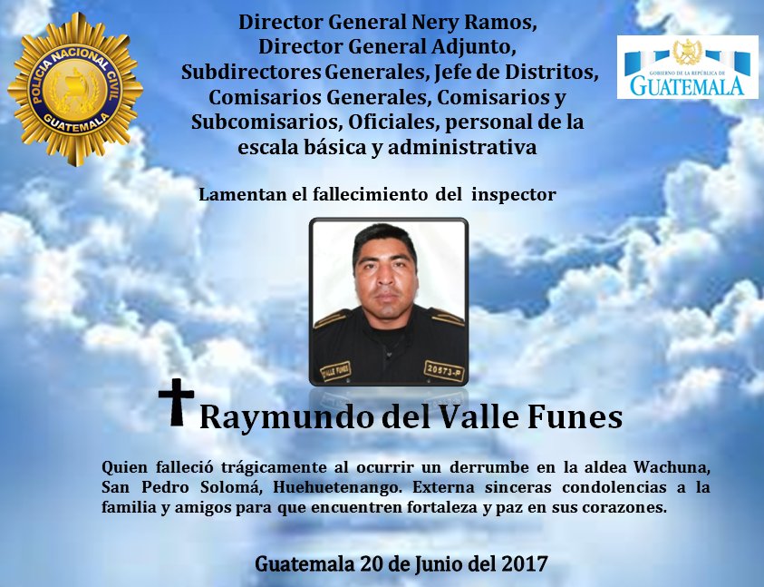 Policía Nacional Civil externa condolencias a familia de inspector fallecido. (Foto Prensa Libre: Roni Pocón)