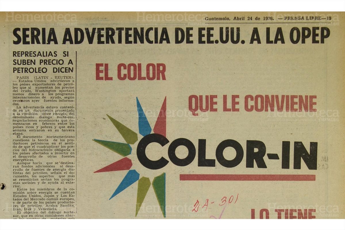 Nota del 24 de abril de 1976 sobre amenaza de EE. UU. si no bajaba el precio del petróleo. (Foto: Hemeroteca PL)