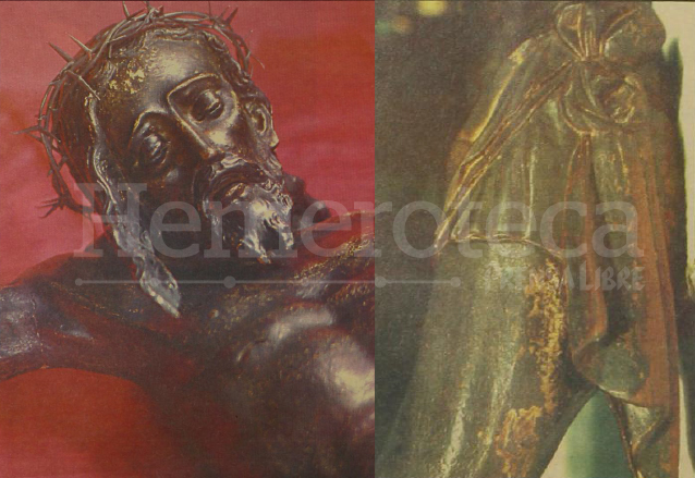 Daños que presentaba la imagen del Cristo Negro de Esquipulas en 1993. (Foto: Hemeroteca PL)