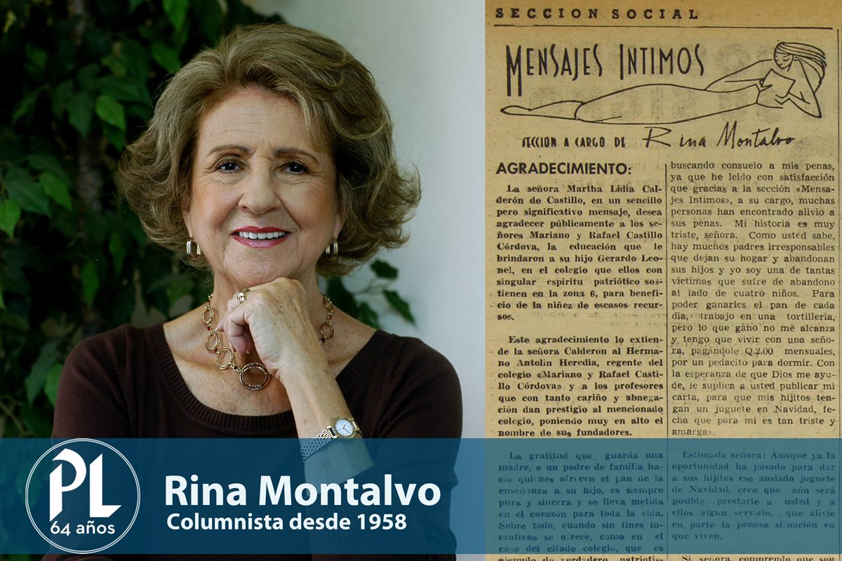 Rina Montalvo tiene más de 57 años de escribir para Prensa Libre. (Fotarte: Hugo Cuyán Vásquez)