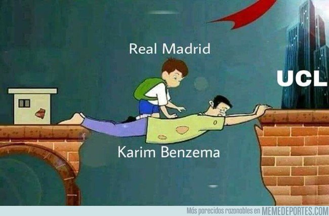 Karim Benzema sigue siendo víctima de los memes, en la Champions League. (Foto Prensa Libre: Twitter)
