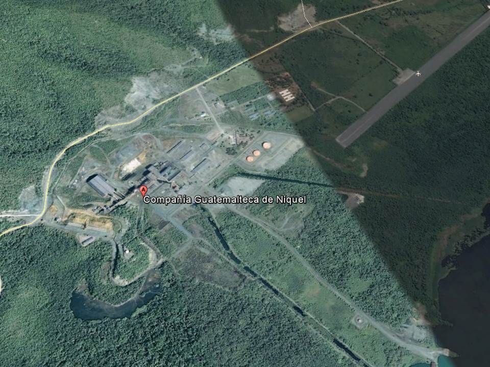 Mapa de El Estor, Izabal, donde Conred reportó un deslave en la Compañía Guatemalteca de Níquel. (Foto Prensa Libre: Google Earth)