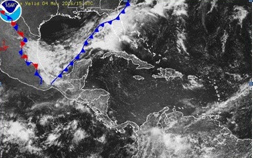 Mapa muestra ubicación del frente frío. (Foto Prensa Libre: NOAA).