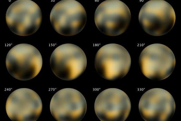 Imágenes de Plutón captadas por el telescopio espacial Hubble en el 2003.  Se espera que la nave New Horizons de la Nasa tome fotografías mucho más detallada del planetoide. Foto Prensa Libre: AP / NASA, ESA, M. Buie.