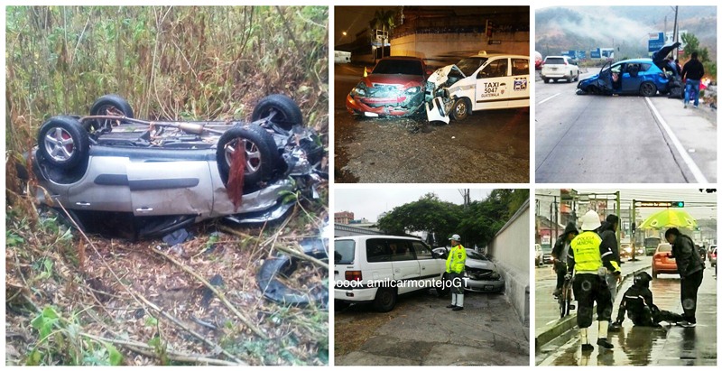 Accidentes de tránsito han sido causados por la llovizna de esta mañana. (Foto Prensa Libre)