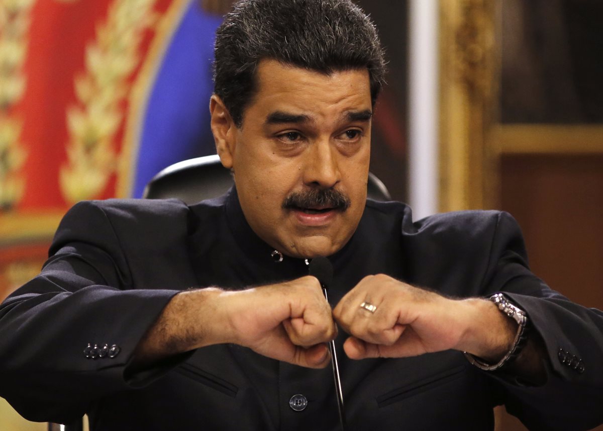 Nicolás Maduro habla durante conferencia de prensa con periodistas en Caracas, Venezuela.(Foto Prensa Libre: AP).