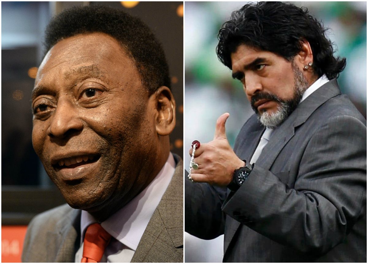 Pelé y Maradona, exfutbolistas de Brasil y Argentina, serán parte de la Copa Confederaciones. (Foto Prensa Libre: Hemeroteca PL)
