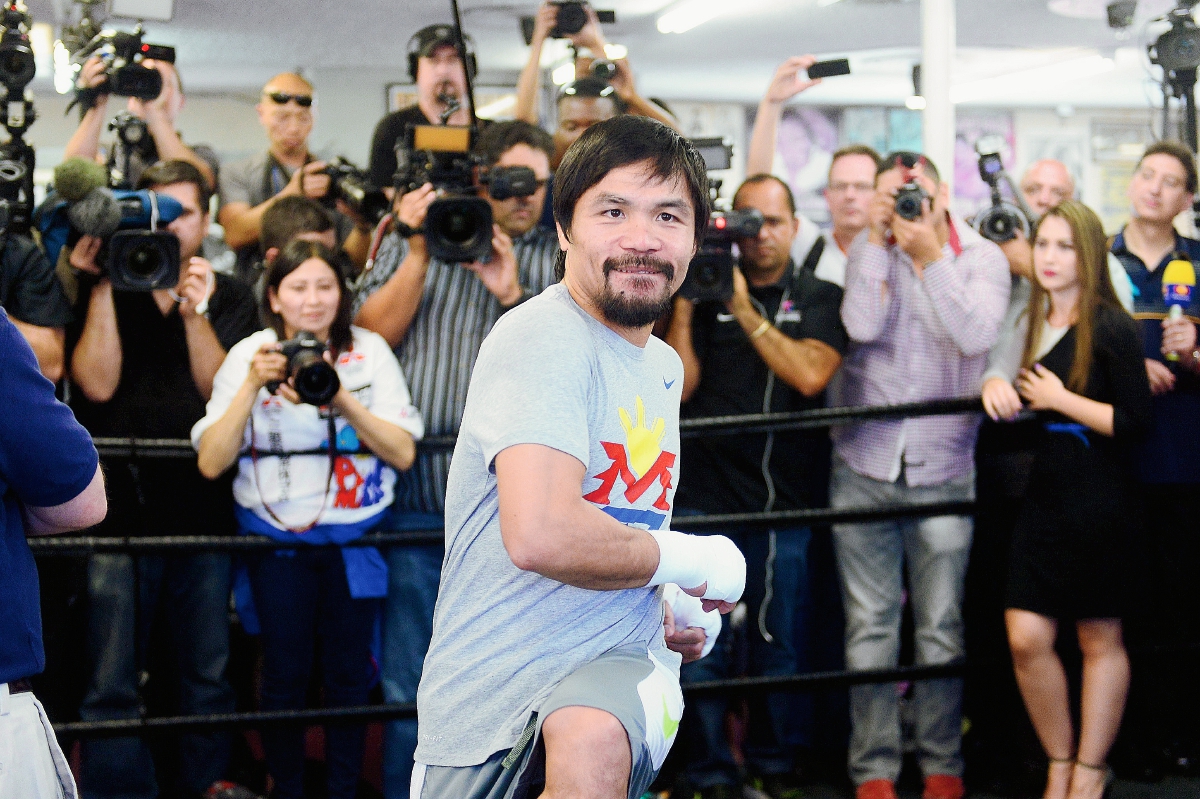 Manny Pacquiao se prepara con intensidad para enfrentarse por primera vez a Floyd Mayweather. (Foto Prensa Libre AFP).