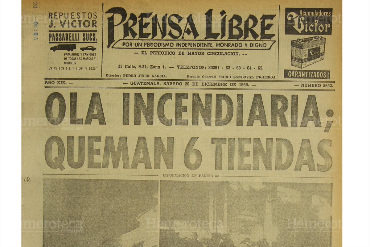Portada de Prensa Libre del 20/12/1969. (Foto: Hemeroteca PL)