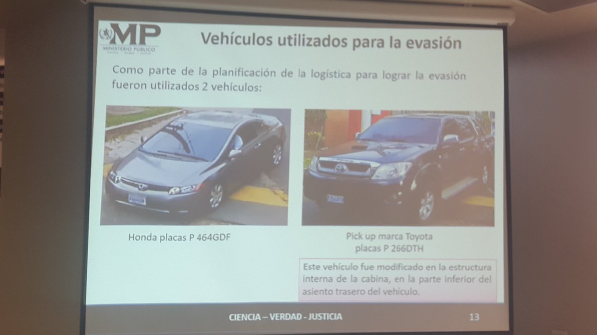 Vehículos utilizados para la fuga de La Patrona. (Foto Prensa Libre: MP)