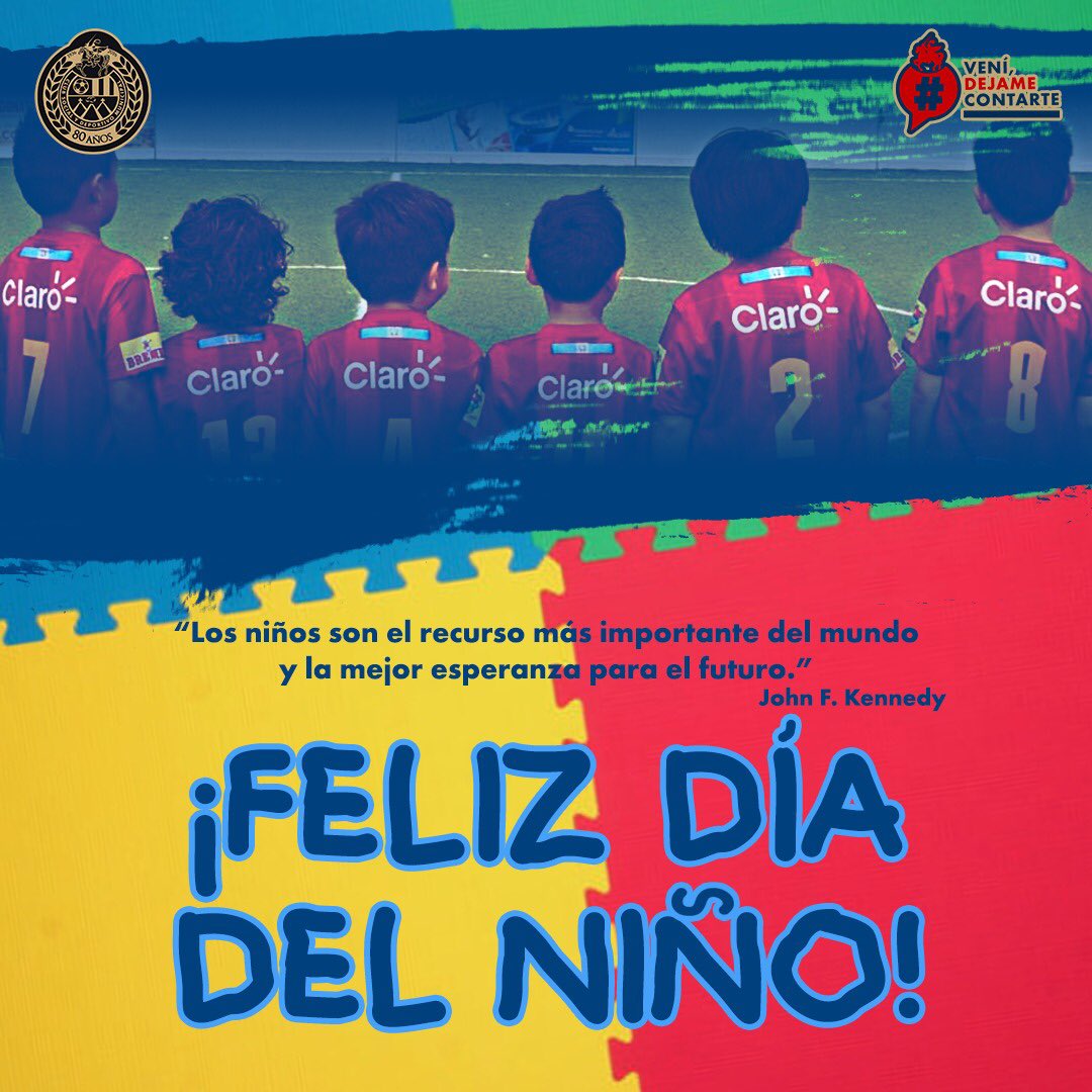 El Club Municipal felicita este sábado a los pequeños aficionados escarlatas. (Foto Prensa Libre: Twitter Rojos)