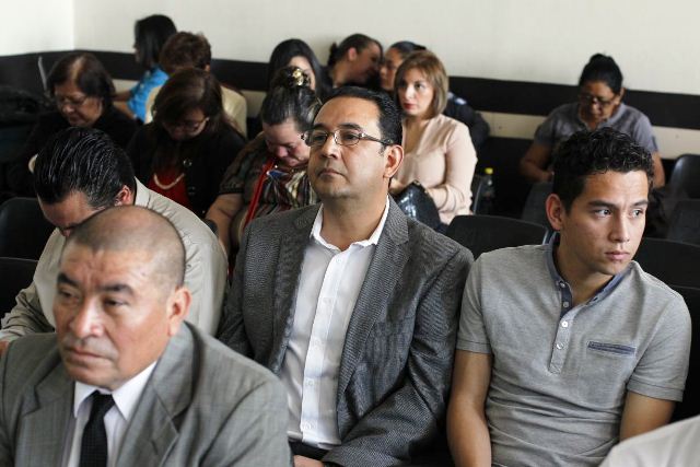 Samuel Morales y José Manuel Morales en audiencia de apertura a juicio por el caso Botín Registro de la Propiedad. (Foto Prensa Libre: Paulo Raquec)