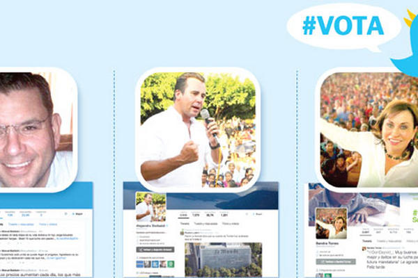 Presidenciables interactúan en redes sociales con los usuarios. (Fotoarte Prensa Libre: Kevin Ramírez )